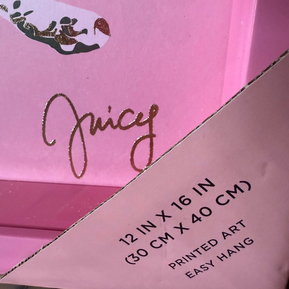 Juicy Couture NWT Stunning Pink Frame Gold Black Metallic Leopard Glass Print - Picture 4 of 8